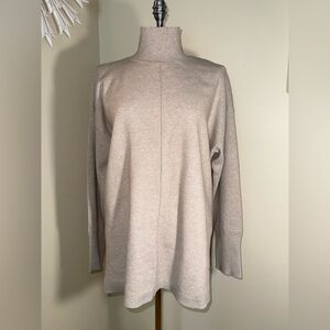 Elie Tahari Cream turtleneck Tunic Sweater L